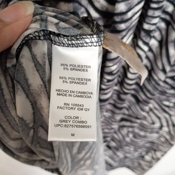 Daisy Fuentes Zebra Print Twist Front V-Neck Dress L Black White Stretchy - Picture 3 of 8